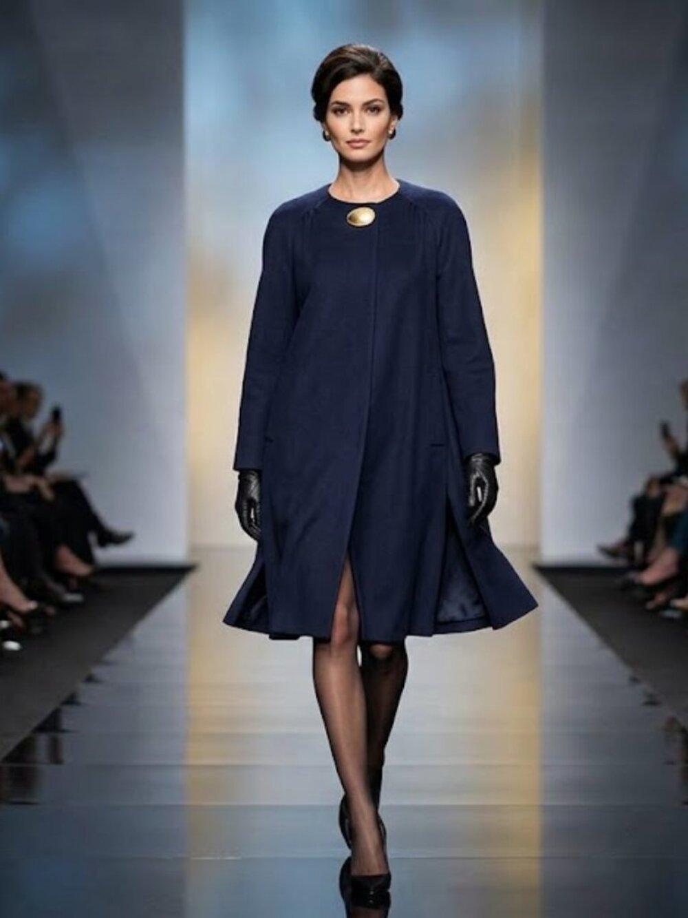 Pianoforte by MaxMara Single-Button Navy Wool Coat
